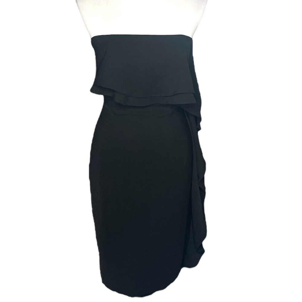 Do + Be Strapless Ruffled Little Black Dress Black Size Small
